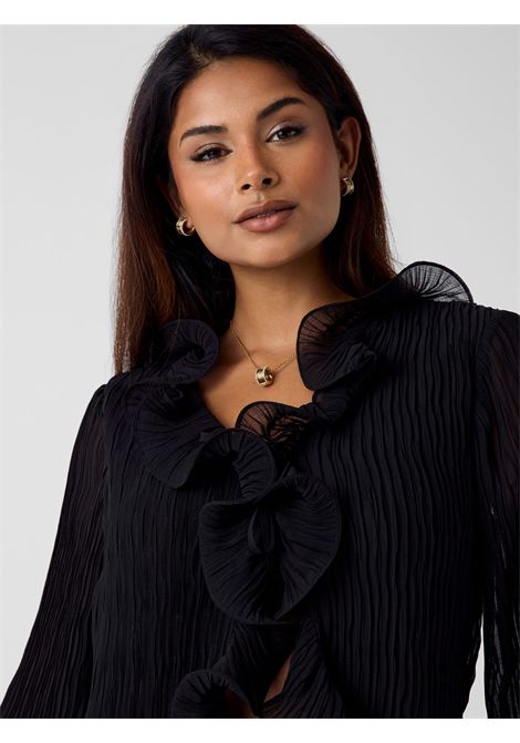 Blusa in chiffon con volant GUESS | Top | W6RH31 WI342JBLK