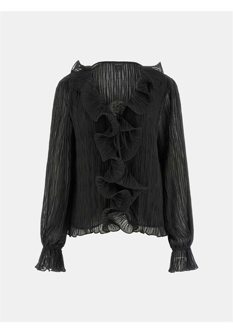 Blusa in chiffon con volant GUESS | Top | W6RH31 WI342JBLK