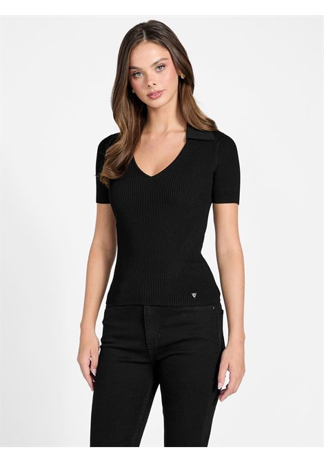 maglia a costine GUESS | Maglie | W6RR62 Z0132JBLK