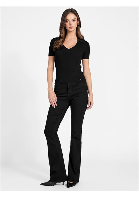 maglia a costine GUESS | Maglie | W6RR62 Z0132JBLK