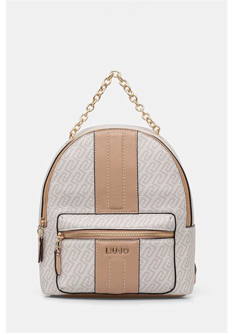 Zaino con dettaglio chain LIU JO ACCESSORIES | Borse/Zaini | AA6111E1118C3920 NATURALE/DK.CIPRIA