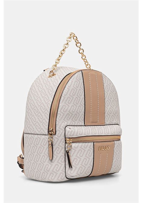 Zaino con dettaglio chain LIU JO ACCESSORIES | Borse/Zaini | AA6111E1118C3920 NATURALE/DK.CIPRIA