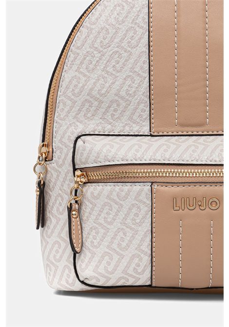 Zaino con dettaglio chain LIU JO ACCESSORIES | Borse/Zaini | AA6111E1118C3920 NATURALE/DK.CIPRIA