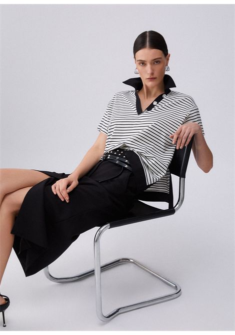 T-shirt a righe con bottoni gioiello LIU JO | T-shirt | WA6495J4909P9442