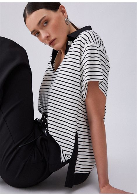 T-shirt a righe con bottoni gioiello LIU JO | T-shirt | WA6495J4909P9442