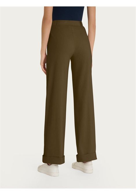 Pantalone ampio con tasche e risvolto in Super Fresh RAGNO | Pantalone | DP23P4B09 - DARK OLIVE