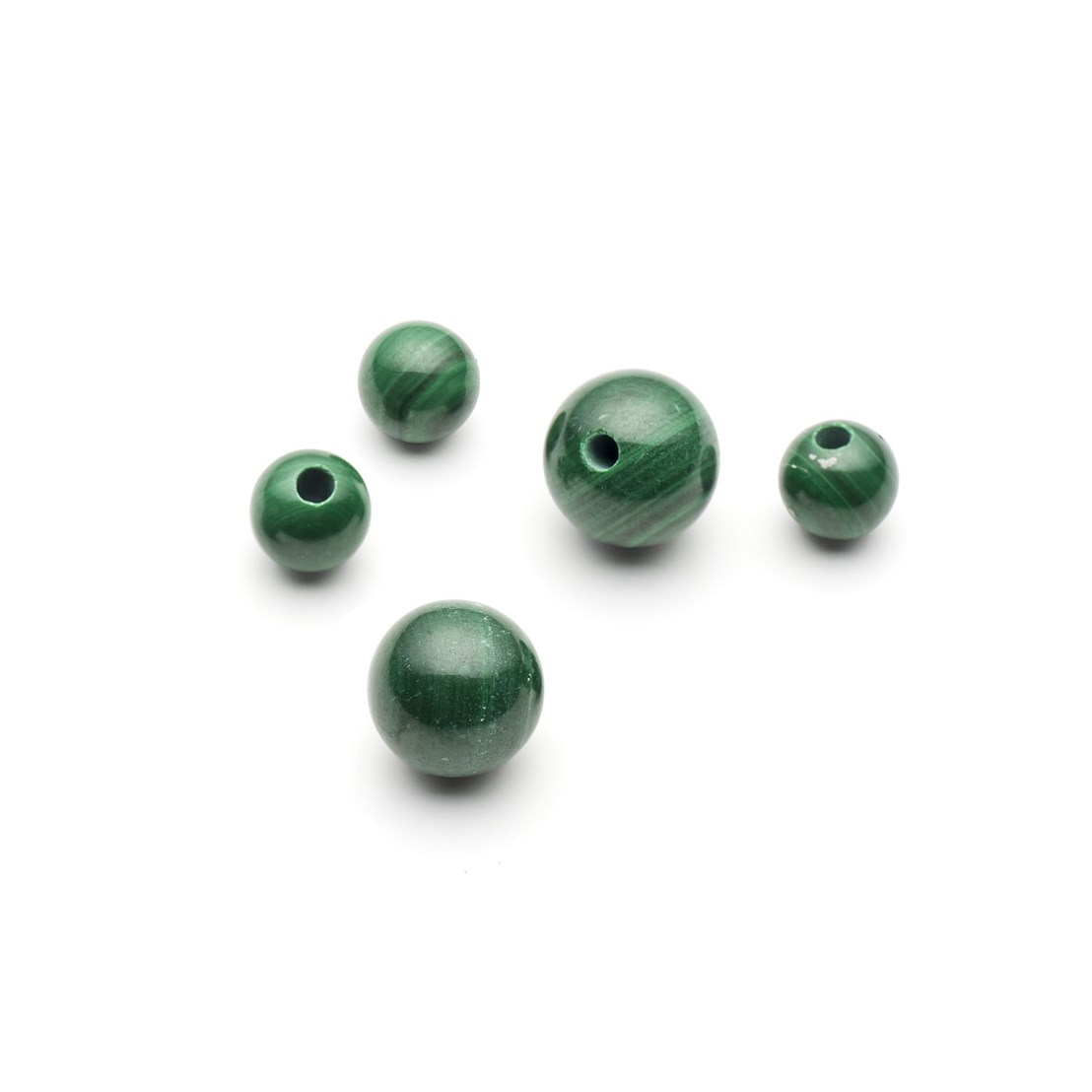 Malachite Round Half Drilled Beads