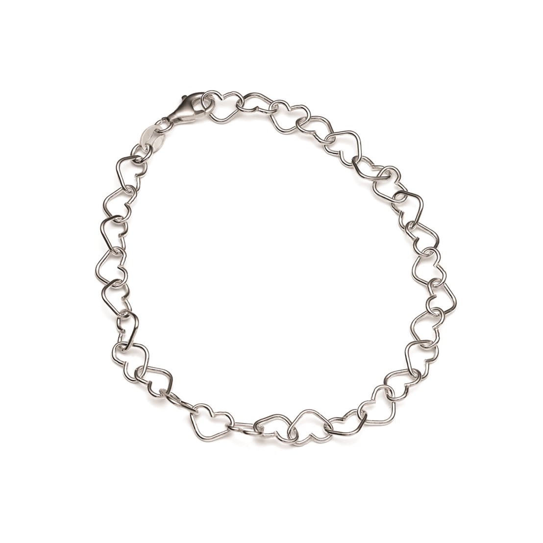 Sterling Silver Love Heart Chain, 19cm Bracelet