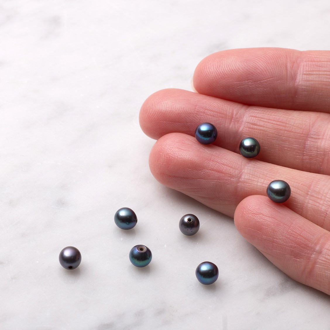 Cultured Freshwater Half Drilled Peacock Pearls, 5mm Roundish