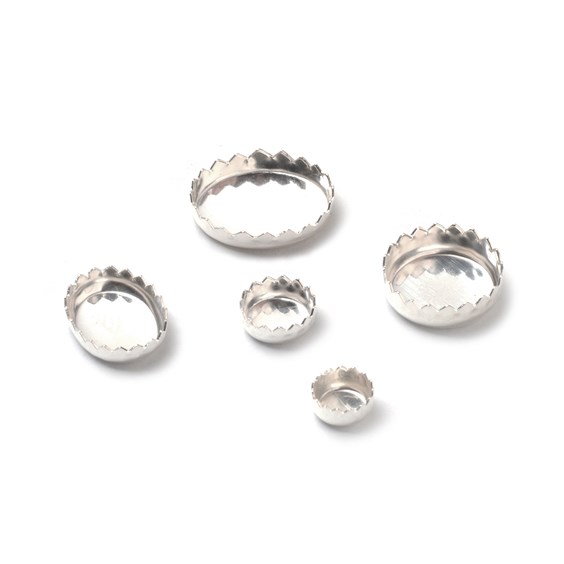 Fine Silver (99.9) Serrated Edge Bezel Cups For Cabochons