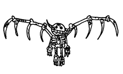 winged singed skeleton