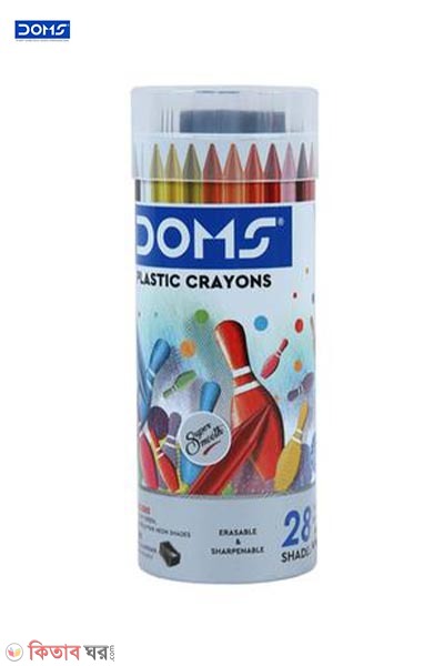 Doms 28 Shades Erasable Plastic Crayons Round Tin Box (Doms 28 Shades Erasable Plastic Crayons Round Tin Box)