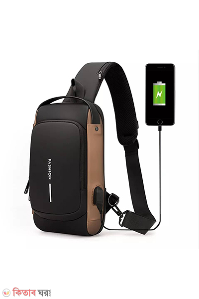USB charging sport sling Anti-theft shoulder bag (USB charging sport sling Anti-theft shoulder bag (brown shape ))