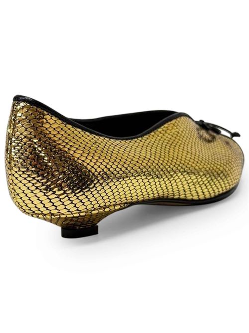 Décolleté in pelle effetto serpente laminato oro con laccetto | L'Arianna DE2604/RT | Made in Italy L'Arianna | EC2604/RT602