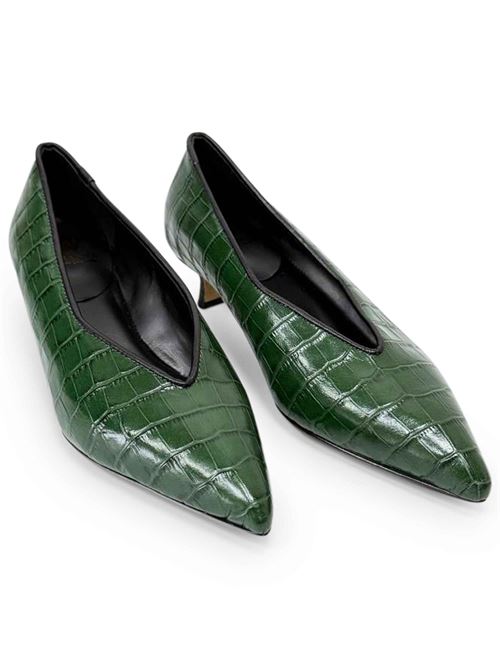 Décolleté in pelle effetto coccodrillo verde | L'Arianna DE2606/RT | Made in Italy L'Arianna | EC2606/RT005