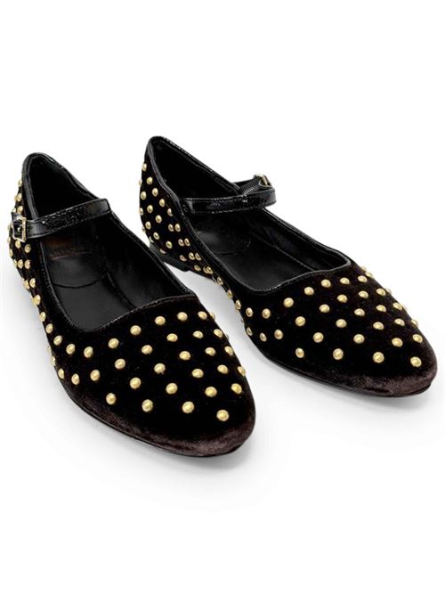 Ballerina in velluto testa di moro con borchie | L'Arianna BL1072 | Made in Italy L'Arianna | EC1072100