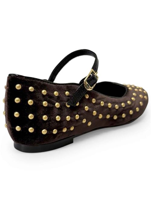 Ballerina in velluto testa di moro con borchie | L'Arianna BL1072 | Made in Italy L'Arianna | EC1072100