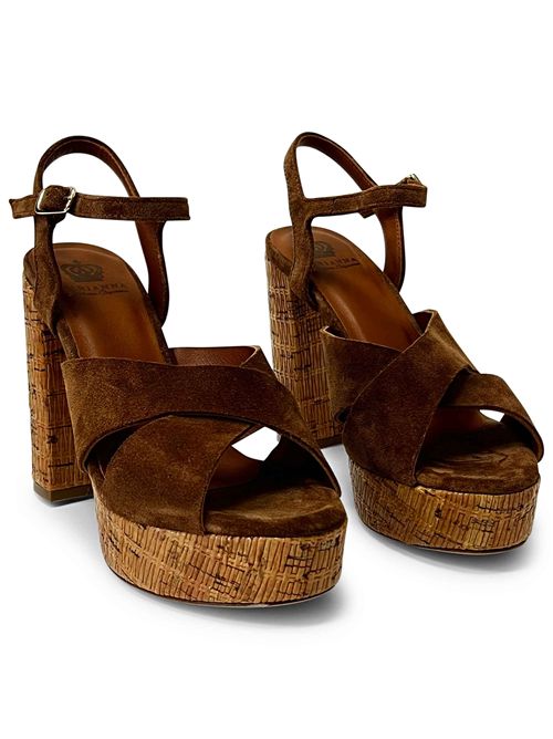 Sandalo in crosta con zeppa in vimini  | L'arianna DS2685 | Made in Italy L'Arianna | EC2685014