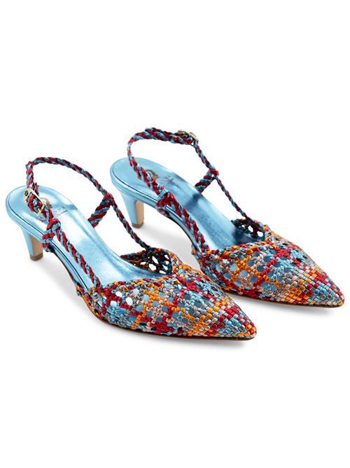 Décolleté slingback intreccio multicielo | L'Arianna CH1766 | Made in Italy L'Arianna | EC1766CIELO000