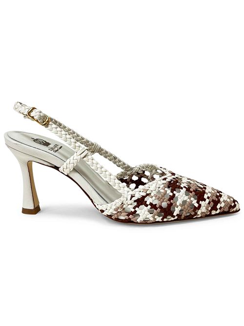 Décolleté slingback intreccio Milk Grey e Toffee | L'Arianna CH1767/RT | Made in Italy L'Arianna | EC1767/RT001