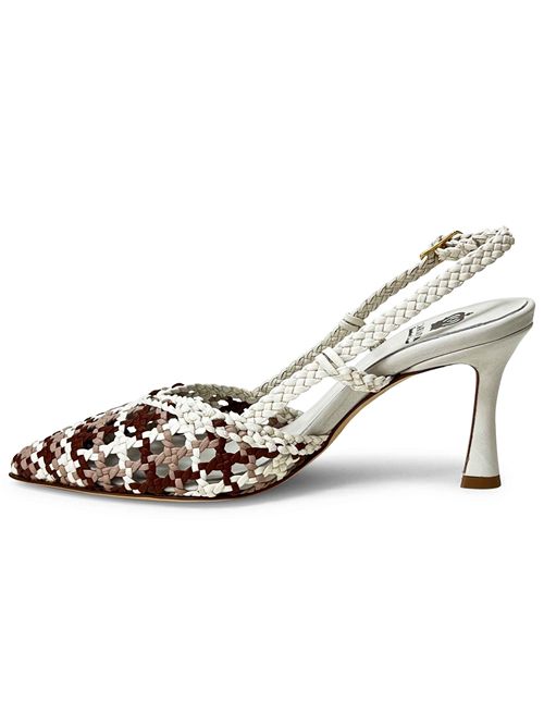 Décolleté slingback intreccio Milk Grey e Toffee | L'Arianna CH1767/RT | Made in Italy L'Arianna | EC1767/RT001
