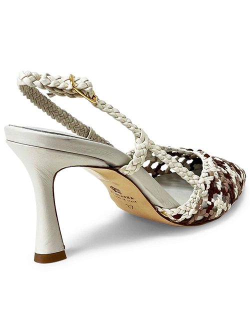 Décolleté slingback intreccio Milk Grey e Toffee | L'Arianna CH1767/RT | Made in Italy L'Arianna | EC1767/RT001