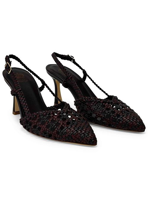 Décolleté slingback intreccio Caoba e Caffè | L'Arianna CH1767/RT | Made in Italy L'Arianna | EC1767/RT013