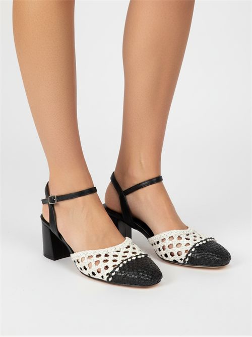 Décolleté intreccio nero e bianco | L'Arianna CH2520/L | Made in Italy