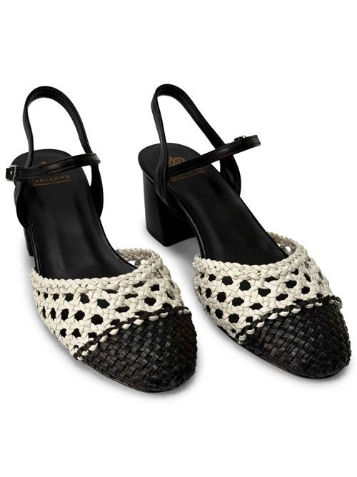 Décolleté intreccio nero e bianco | L'Arianna CH2520/L | Made in Italy L'Arianna | EC2520/LNERO001