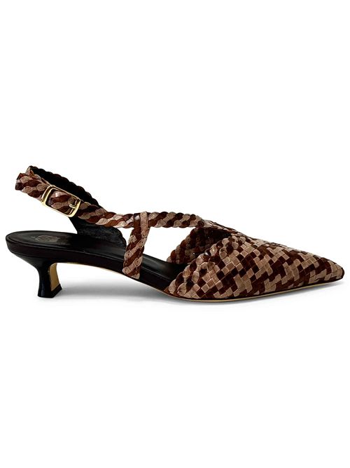 Décolleté slingback in pelle intrecciata Grey Toffee | L'arianna CH2568/RT | Made in Italy L'Arianna | EC2568/RT012