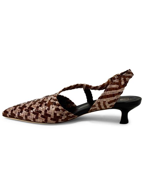 Décolleté slingback in pelle intrecciata Grey Toffee | L'arianna CH2568/RT | Made in Italy L'Arianna | EC2568/RT012