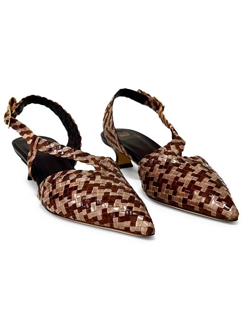 Décolleté slingback in pelle intrecciata Grey Toffee | L'arianna CH2568/RT | Made in Italy L'Arianna | EC2568/RT012