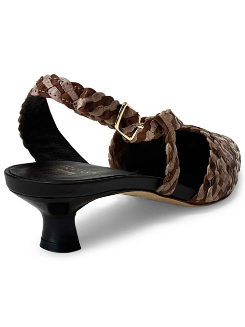 Décolleté slingback in pelle intrecciata Grey Toffee | L'arianna CH2568/RT | Made in Italy L'Arianna | EC2568/RT012