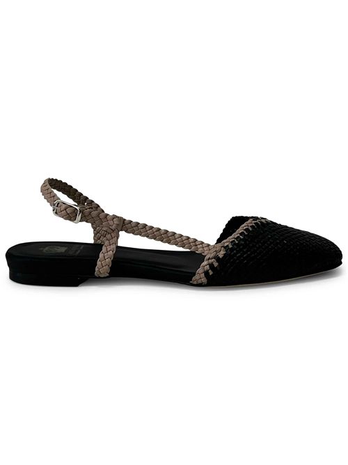 Ballerina slingback in pelle intrecciata Black & Grey | L'arianna CH2650 | Made in Italy L'Arianna | EC2650001