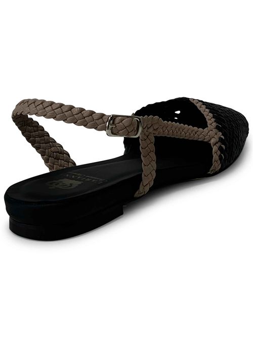 Ballerina slingback in pelle intrecciata Black & Grey | L'arianna CH2650 | Made in Italy L'Arianna | EC2650001
