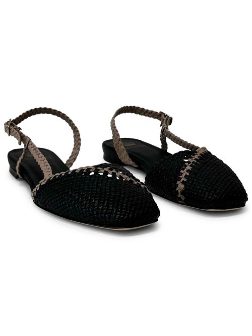Ballerina slingback in pelle intrecciata Black & Grey | L'arianna CH2650 | Made in Italy L'Arianna | EC2650001