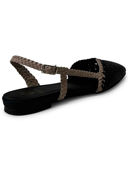 Ballerina slingback in pelle intrecciata Black & Grey | L'arianna CH2650 | Made in Italy L'Arianna | EC2650001