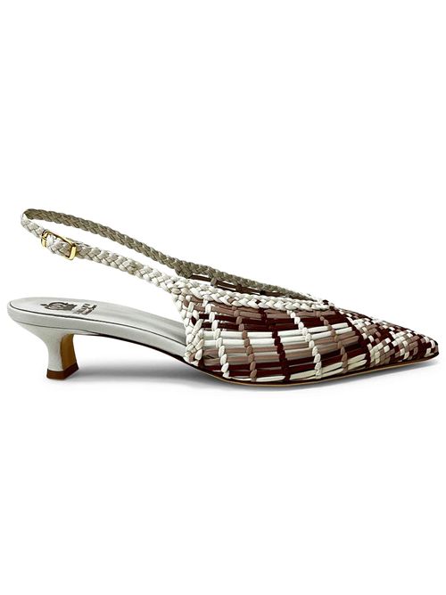 Décolleté slingback in pelle intrecciata Milk, Grey & Toffee | L'arianna CH2657/RT | Made in Italy L'Arianna | EC2657/RT012M