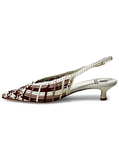 Décolleté slingback in pelle intrecciata Milk, Grey & Toffee | L'arianna CH2657/RT | Made in Italy L'Arianna | EC2657/RT012M