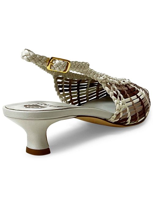 Décolleté slingback in pelle intrecciata Milk, Grey & Toffee | L'arianna CH2657/RT | Made in Italy L'Arianna | EC2657/RT012M
