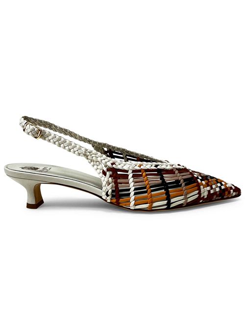 Décolleté slingback in pelle intrecciata Milk, Grey & Caffè | L'arianna CH2657/RT | Made in Italy L'Arianna | EC2657/RT012