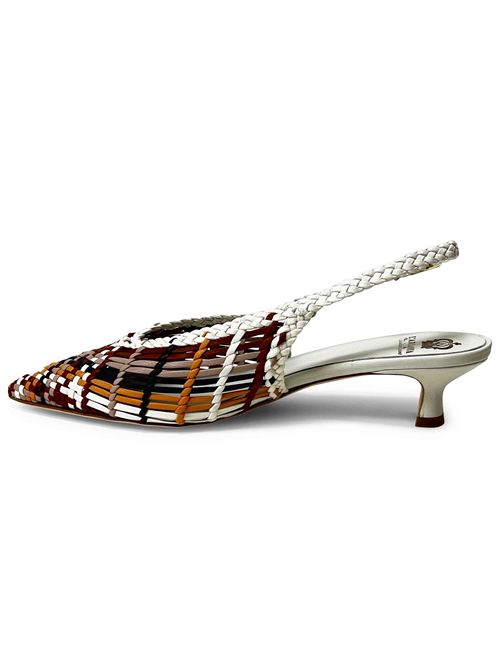 Décolleté slingback in pelle intrecciata Milk, Grey & Caffè | L'arianna CH2657/RT | Made in Italy L'Arianna | EC2657/RT012