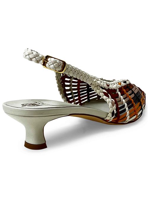 Décolleté slingback in pelle intrecciata Milk, Grey & Caffè | L'arianna CH2657/RT | Made in Italy L'Arianna | EC2657/RT012