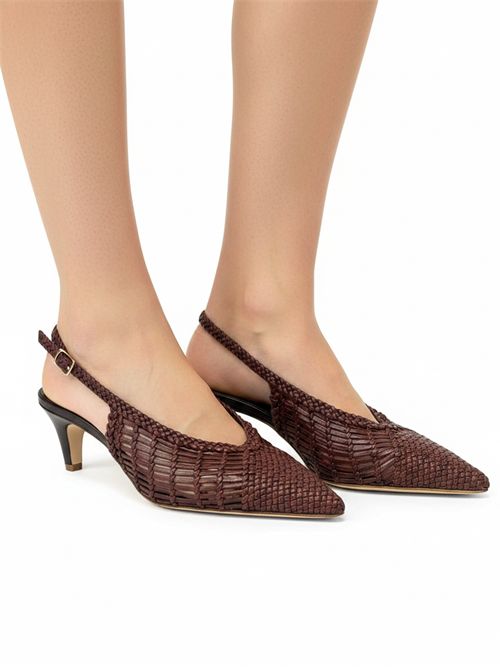 Décolleté slingback in pelle intrecciata Caoba | L'arianna CH2716 | Made in Italy L'Arianna | EC2716012
