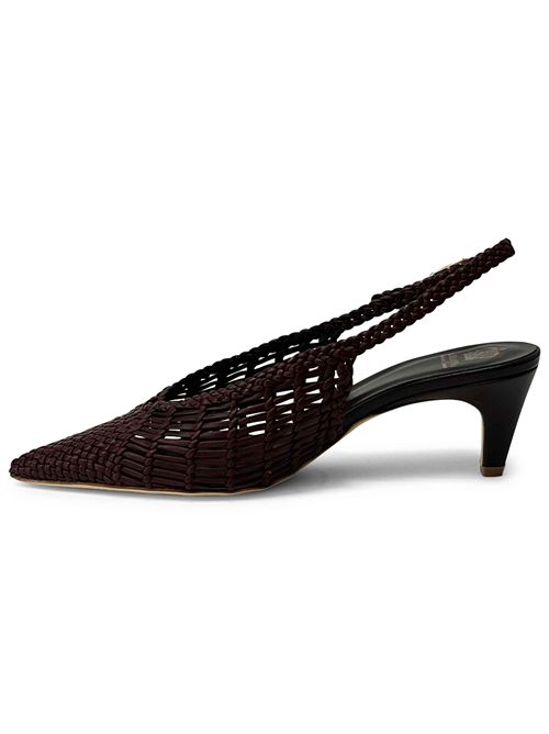 Décolleté slingback in pelle intrecciata Caoba | L'arianna CH2716 | Made in Italy L'Arianna | EC2716012