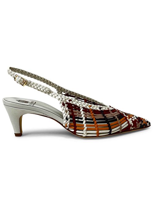 Décolleté slingback in pelle intrecciata Milk, Grey & Caffe | L'arianna CH2716 | Made in Italy L'Arianna | EC2716100
