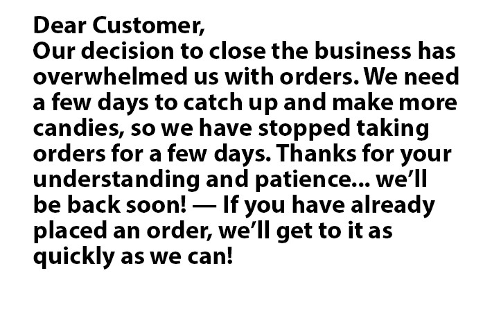 Ordering Temporarily Suspended!