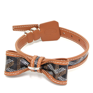 Goyard GOYARD Oscar Color Pet Collar Goyardine Canvas Leather Black Brown For Small Dogs