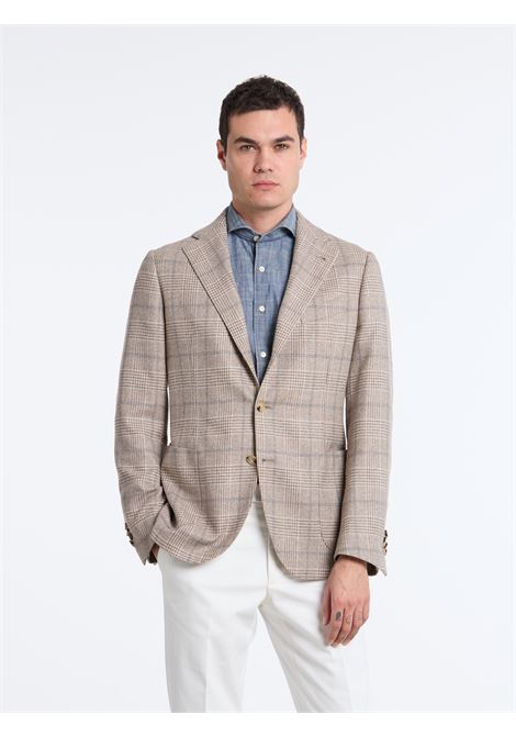 GIACCA MONOPETTO LANA/CASHMERE A QUADRI - BEIGE LUIGI BORRELLI - NAPOLI | G26911- 02