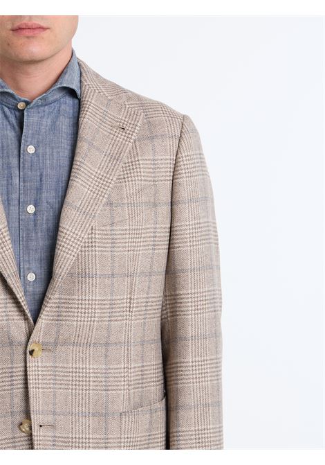 GIACCA MONOPETTO LANA/CASHMERE A QUADRI - BEIGE LUIGI BORRELLI - NAPOLI | G26911- 02